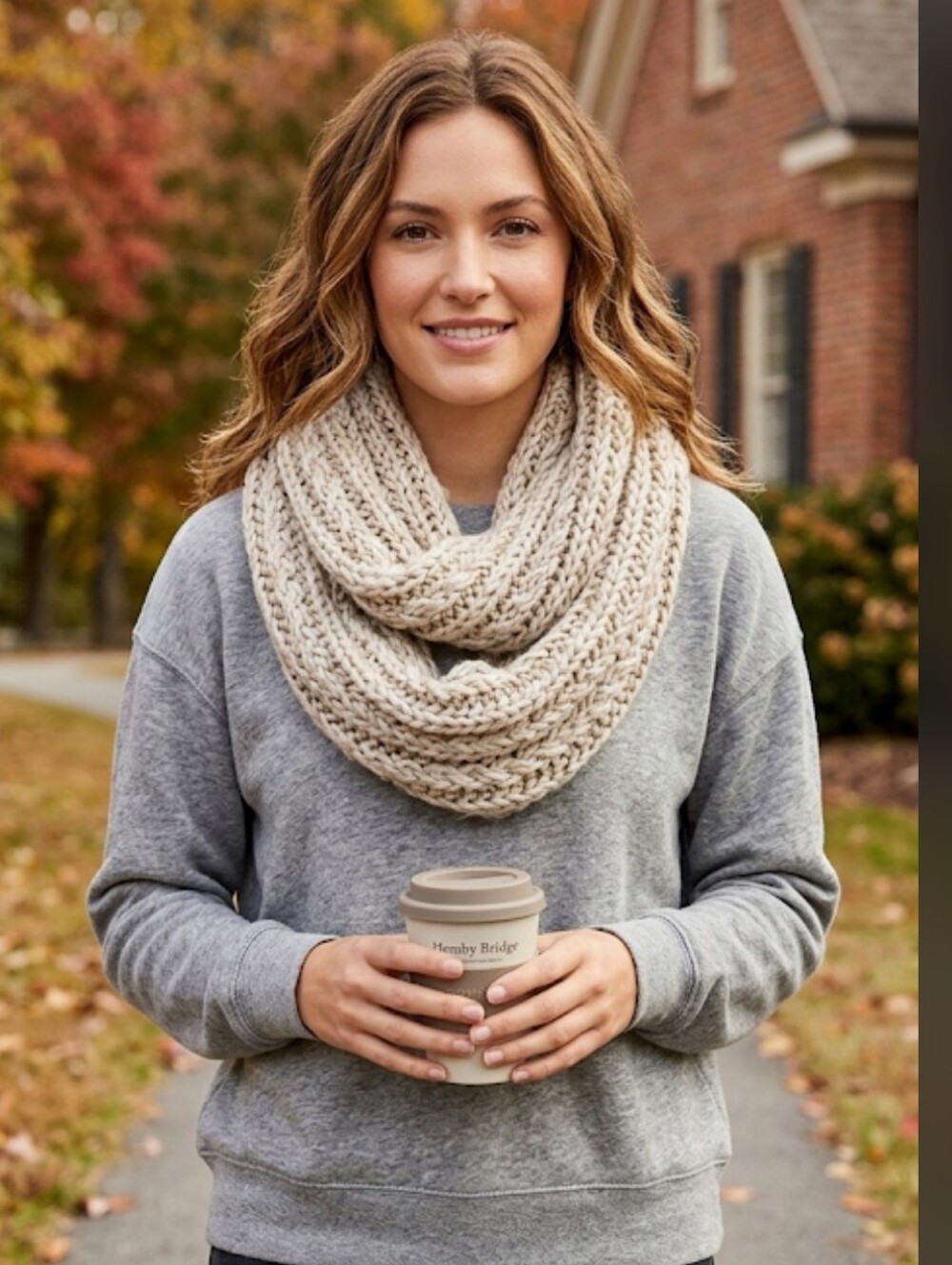 American Eagle Beige Cable Knit Infinity Scarf OS